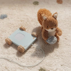 Little Dutch Pull-Along Squirrel - Forest Friends, a wooden toddler toy with smooth wheels, pull string, and woodland design for walking and play.