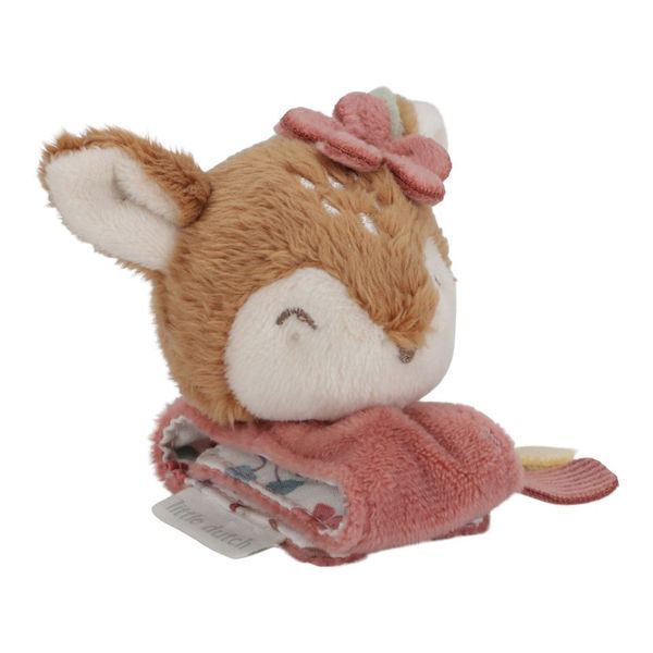 Little Dutch Wrist Rattle Deer - Fairy Garden, soft rattle bracelet with crinkly parts and labels for sensory play and hand-eye coordination.