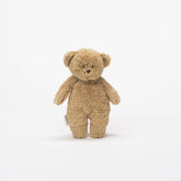 Moonie Sensory Little Teddy in cappuccino made from organic cotton, soft baby sensory toy for fine motor development, cuddles and everyday comfort
