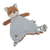 Little Dutch Cuddle Cloth Fox - Forest Friends, soft baby comforter with sensory labels, pacifier loop, and playful knots for snuggling and soothing.