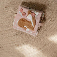 Little Dutch Soft Activity Book - Fairy Garden with deer, mirror, rattle, and crinkly textures for baby sensory play.