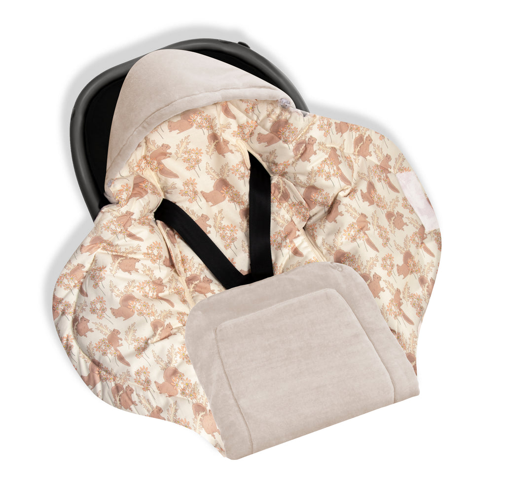 Sleepee Car Seat Blanket Vintage Animals - Almond
