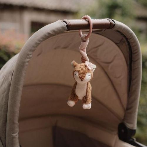 Little Dutch Pull-and-Shake Deer - Fairy Garden, designed for babies with a soft, cuddly texture that shakes when pulled, perfect for sensory play on the go.