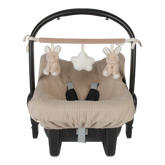 Little Dutch Car Seat Toy - Baby Bunny with rattles, crinkly textures, and soft materials for engaging sensory play on-the-go.