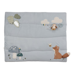 Little Dutch Playpen Mat - Forest Friends, padded sensory play mat with crinkly textures, a mirror, and woodland characters for baby development.