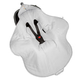 Sleepee lightweight muslin car seat blanket with harness slots in grey, breathable 100% cotton travel blanket for baby
