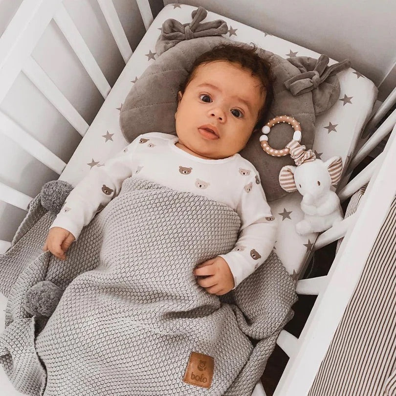 Bolo Pom Pom Blanket - Grey