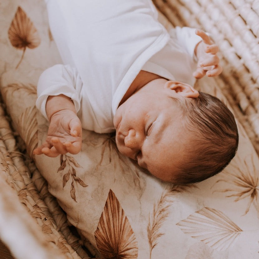 Sleepee Moses Basket Fitted Sheet (2-Pack) - Bohemian Sand & Botanic