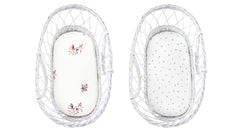 Sleepee Moses basket/carrycot fitted sheet (2pack) - Jungle Bird & Grey