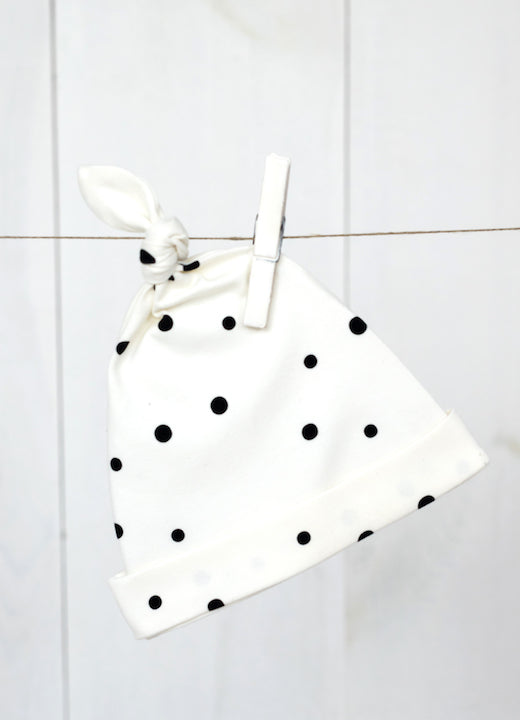 Baby Beanie Hats - Black Dots & Eucalyptus (2 pack)