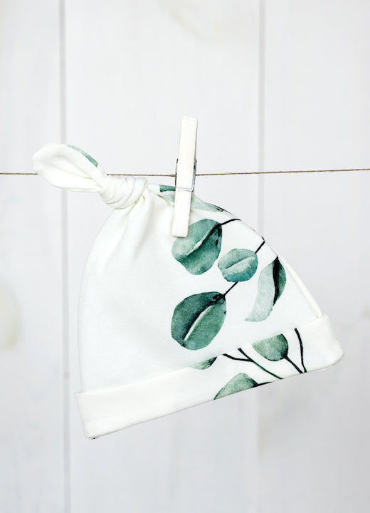 Baby Beanie Hats - Black Dots & Eucalyptus (2 pack)