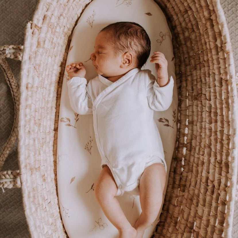 Sleepee Moses Basket Fitted Sheet (2-Pack) - Bohemian Green & Botanic