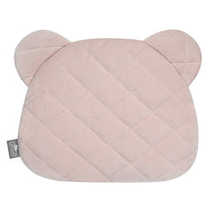 Bear Velvet Pillow, shaped like a teddy bear, offering a soft, flat surface for baby comfort and safe support.