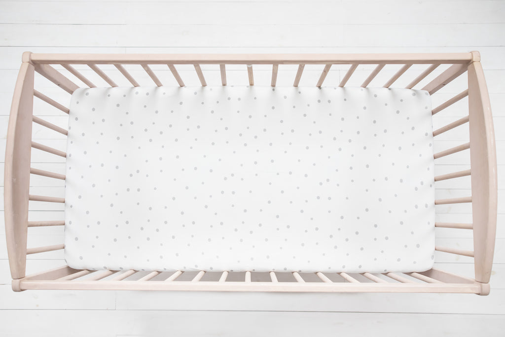 Sleepee Cot Bed Fitted Sheet - Grey Dots (2 sizes)