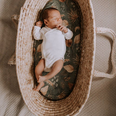 Sleepee Moses Basket Fitted Sheet (2-Pack) - Bohemian Green & Botanic