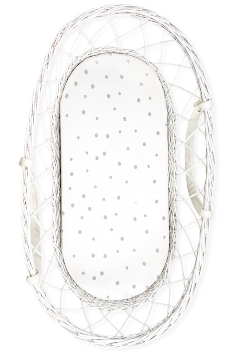 Sleepee Moses Basket Fitted Sheet (2-Pack) - Grey Dots & Mélange Grey