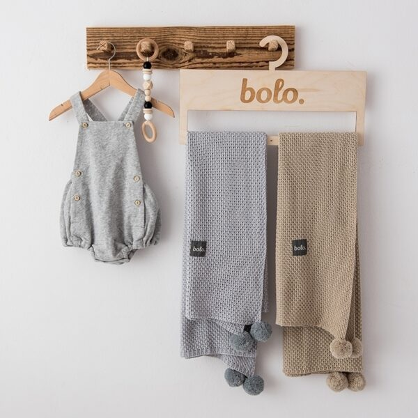 Bolo Pom Pom Blanket - Grey