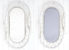 Sleepee Moses Basket Fitted Sheet (2-Pack) - Grey Dots & Mélange Grey