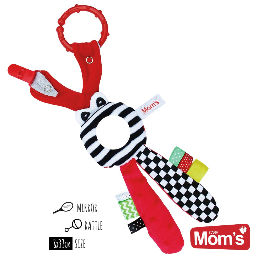 Red pram toy with a mirror