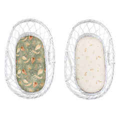 Sleepee Moses Basket Fitted Sheet (2-Pack) - Bohemian Green & Botanic