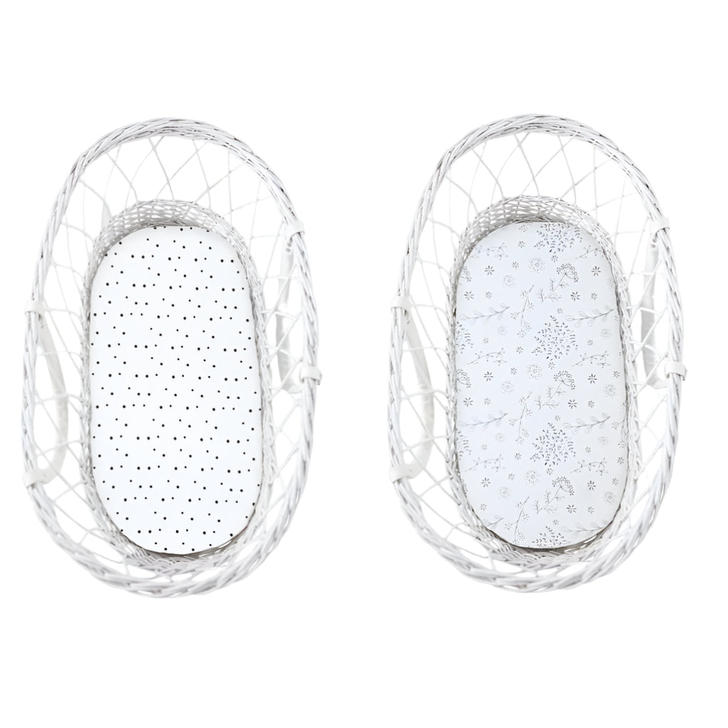 Sleepee Moses Basket Fitted Sheet (2-Pack) - Bloom & Dots