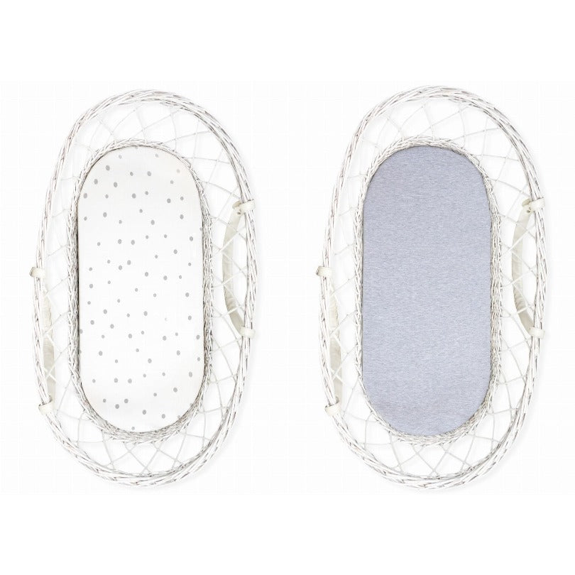 Sleepee Moses Basket Fitted Sheet (2-Pack) - Grey Dots & Mélange Grey