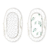 Sleepee Moses Basket Fitted Sheet (2-Pack) - Dots & Eucalyptus