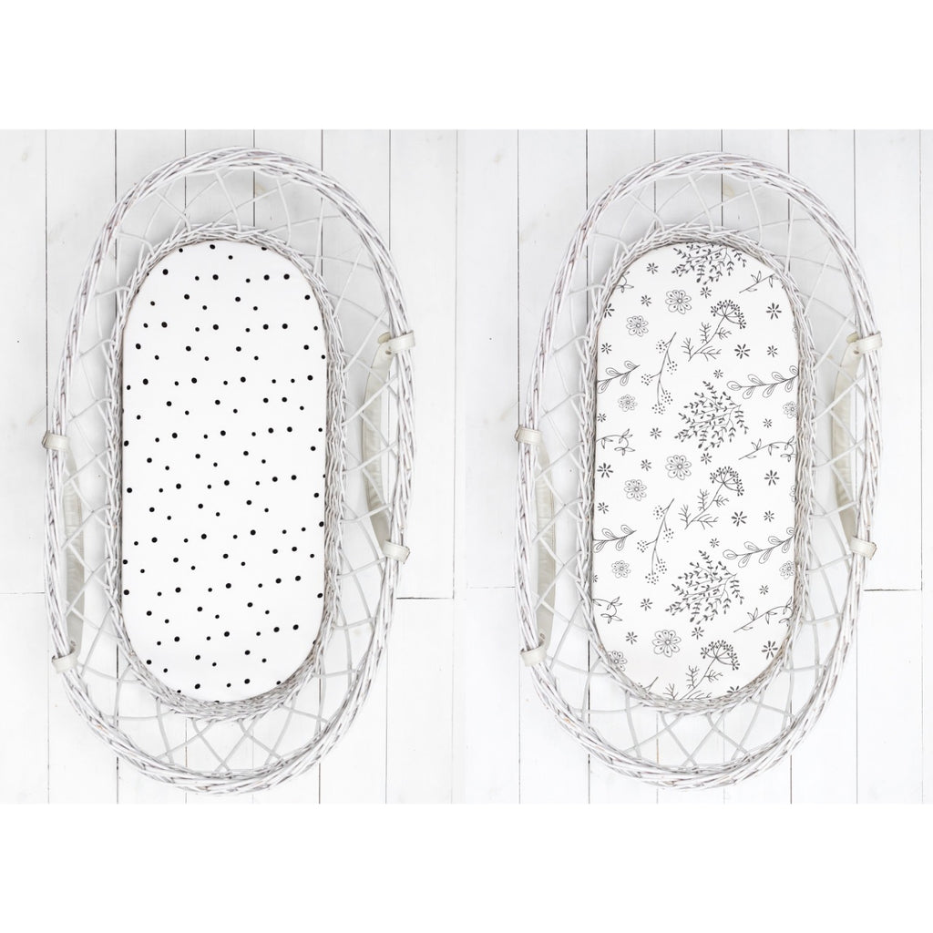 Sleepee Moses Basket Fitted Sheet (2-Pack) - Bloom & Dots