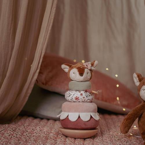Little Dutch Rocking Ring Stacker - Fairy Garden with rocking deer base and stackable rings for toddler motor skill development.