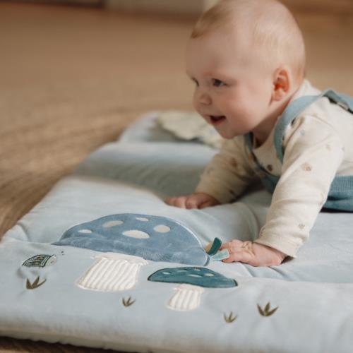 Little Dutch Playpen Mat - Forest Friends, padded sensory play mat with crinkly textures, a mirror, and woodland characters for baby development.