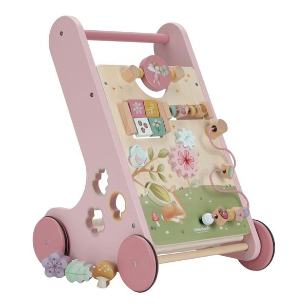 Little Dutch Multi-Activity Baby Walker - Fairy Garden with interactive activities, rubber wheels, and colorful Fairy Garden theme for toddlers’ walking and play.