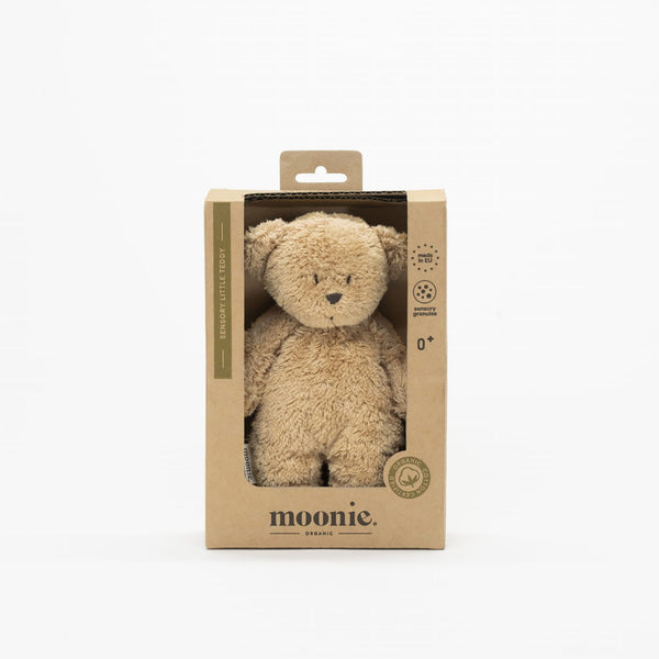 Moonie Sensory Little Teddy – Cappuccino | Organic Cotton Baby Sensory Toy