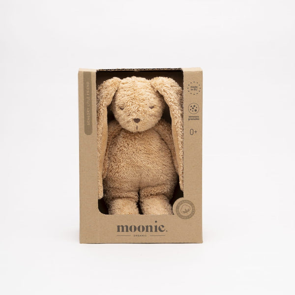 Moonie Sensory Little Bunny – Cappuccino | Organic Cotton Baby Sensory Toy