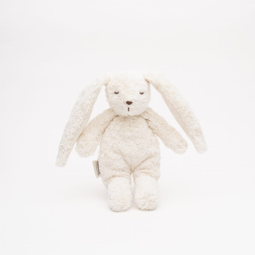 Moonie Sensory Little Bunny in polar made from organic cotton, soft baby sensory toy for fine motor development, cuddles and everyday comfort