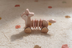 Little Dutch Pull-Along Wood Deer - Fairy Garden with colorful rings, designed for toddlers to pull along and promote motor skill development during play.