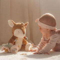 Little Dutch Activity Deer - Fairy Garden with crinkly butterfly, rattle, mirror, and rings, designed for sensory play and baby development.