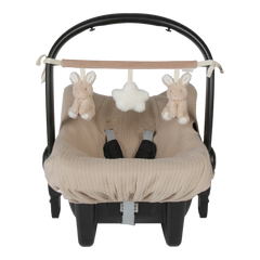 Little Dutch Car Seat Toy - Baby Bunny with rattles, crinkly textures, and soft materials for engaging sensory play on-the-go.