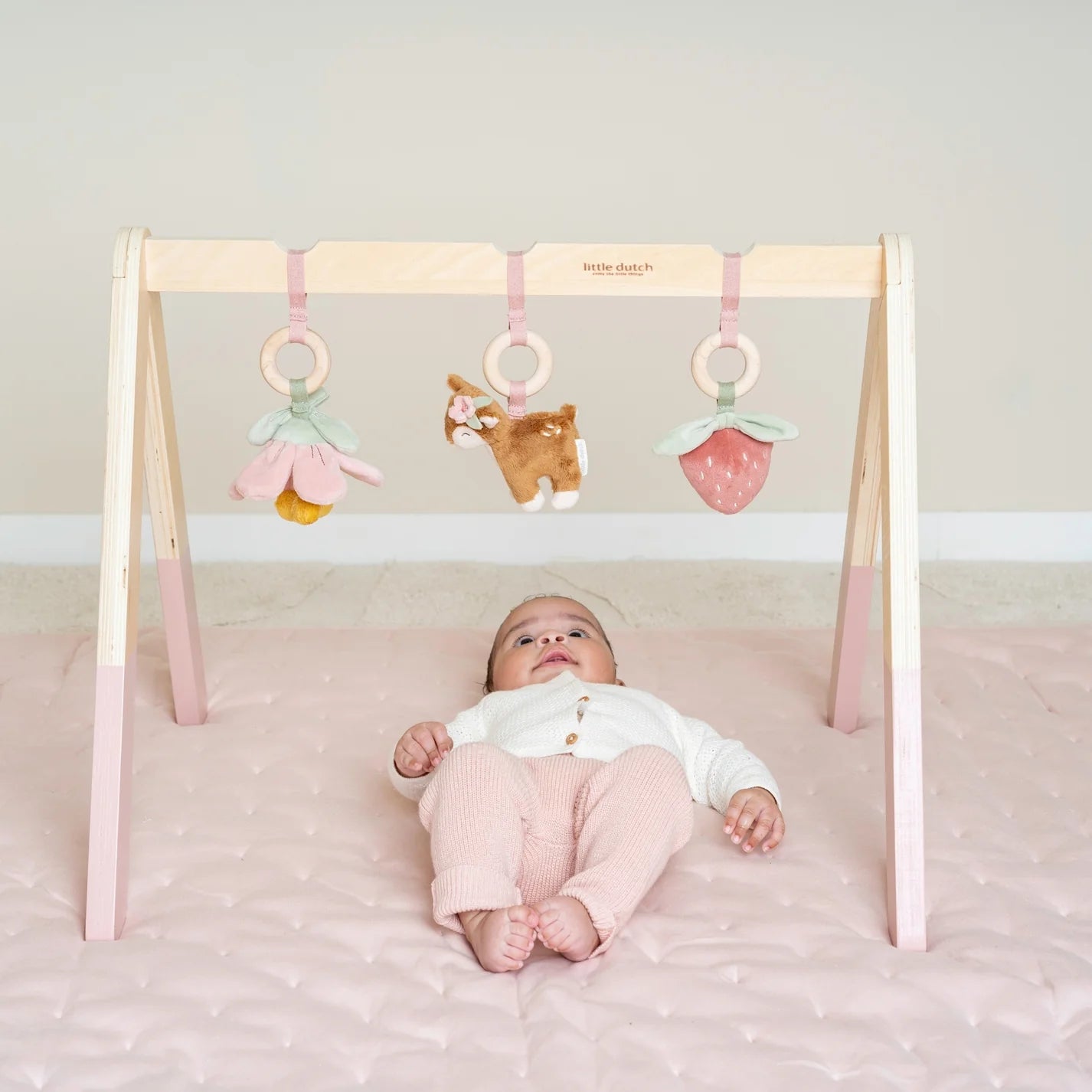 xLittle Dutch Baby Gym – Fairy Garden, featuring soft pastel colors, hanging fairies, butterflies, and flowers, designed for sensory play and early development.