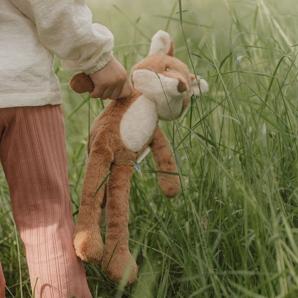 Long Legs Fox - Forest Friends with fluffy tail and long legs, perfect for cuddling and imaginative play with kids.