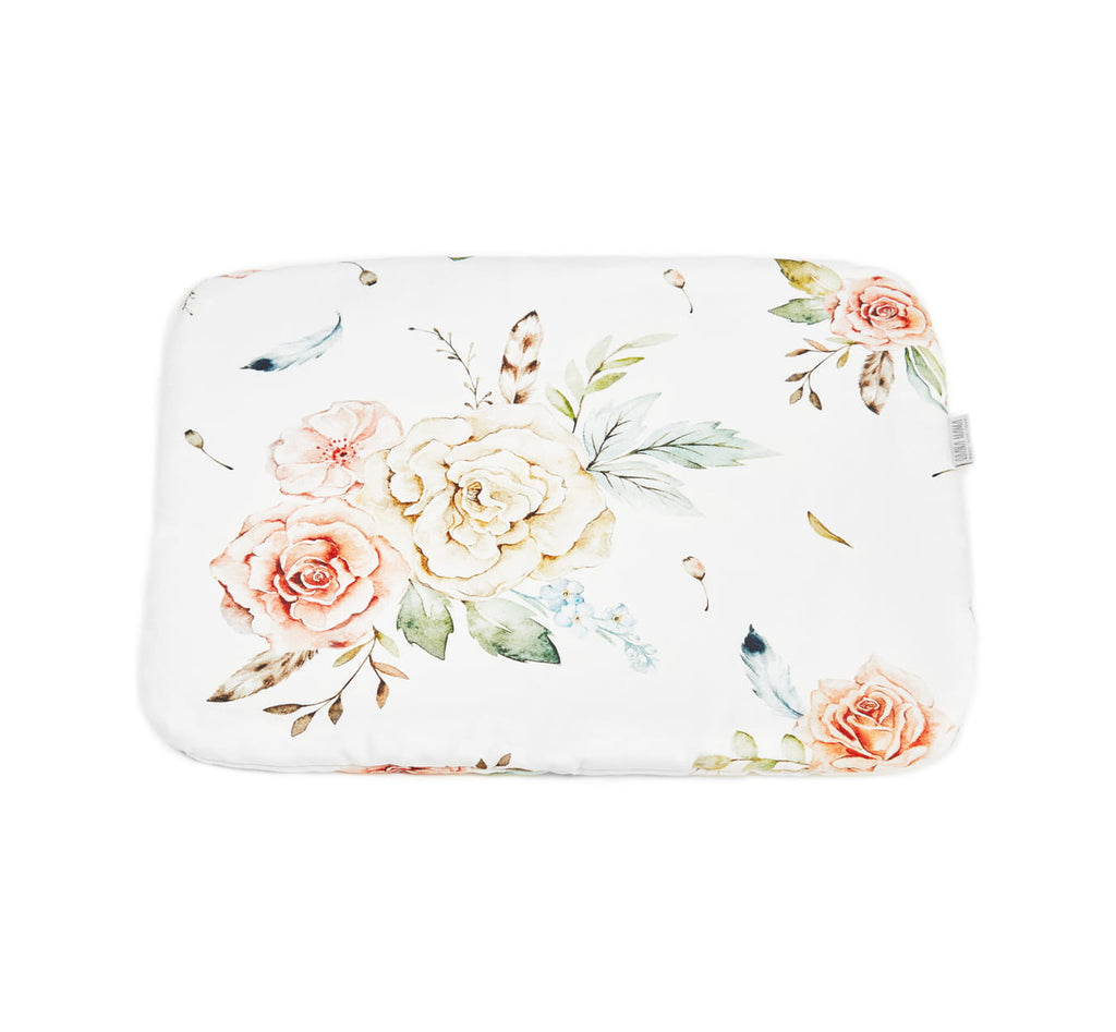Qbana Mama Bamboo Flat Pillow with Ears - Vintage Flowers