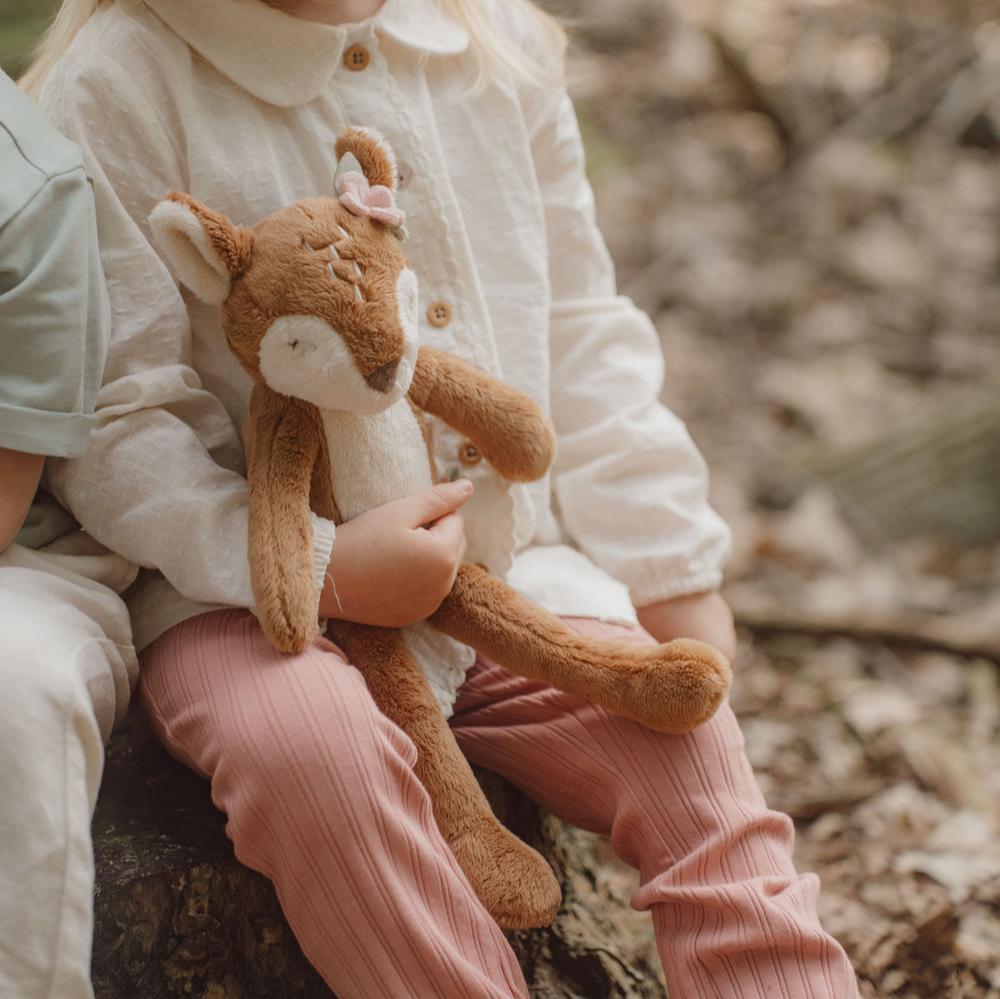 Little Dutch Cuddle Deer Long Legs - Fairy Garden with soft plush fur and long legs, perfect for cuddles and adventures with kids.