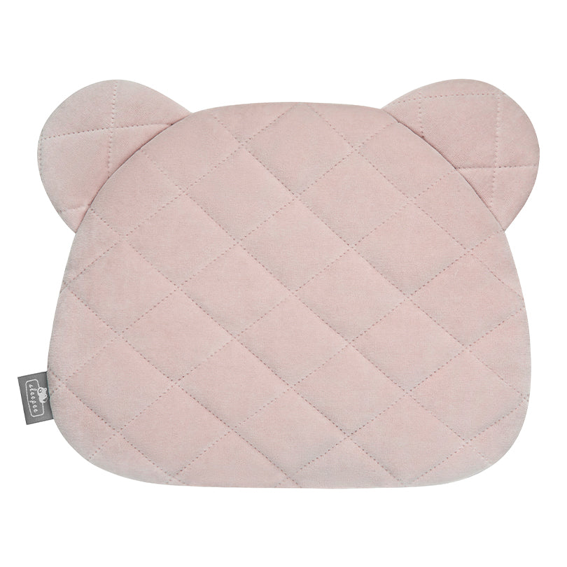 Bear Velvet Pillow, shaped like a teddy bear, offering a soft, flat surface for baby comfort and safe support.