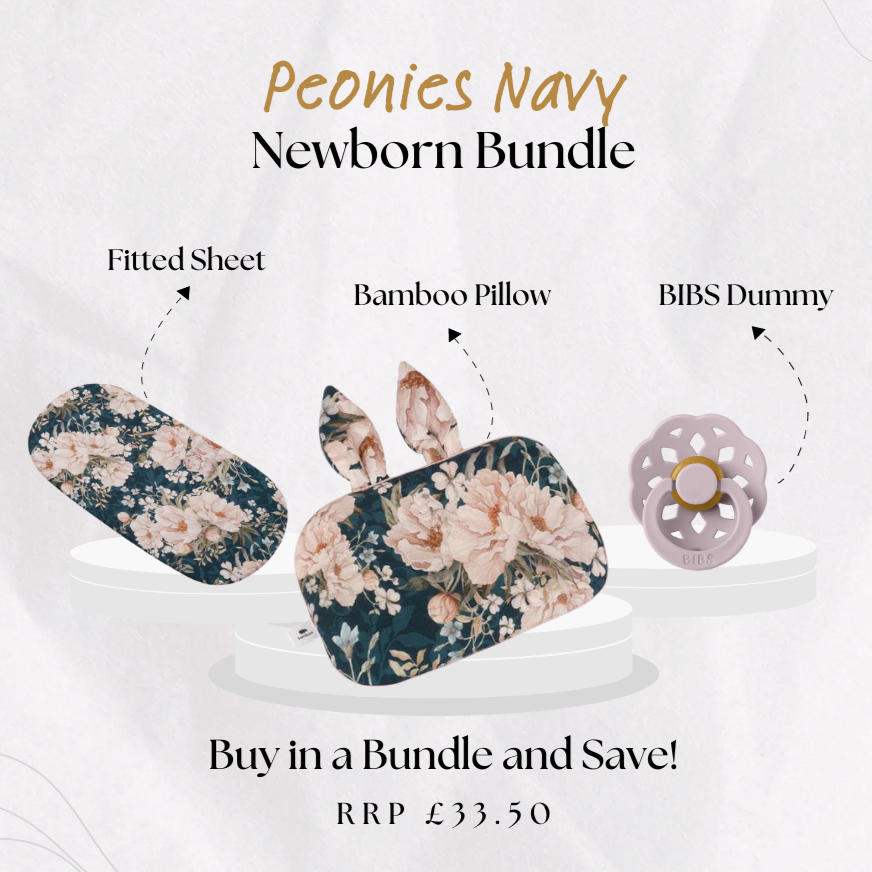 Newborn Gift Bundle: Peonies Navy