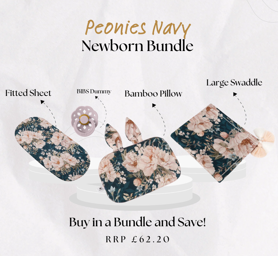 Large Newborn Gift Bundle: Peonies Navy