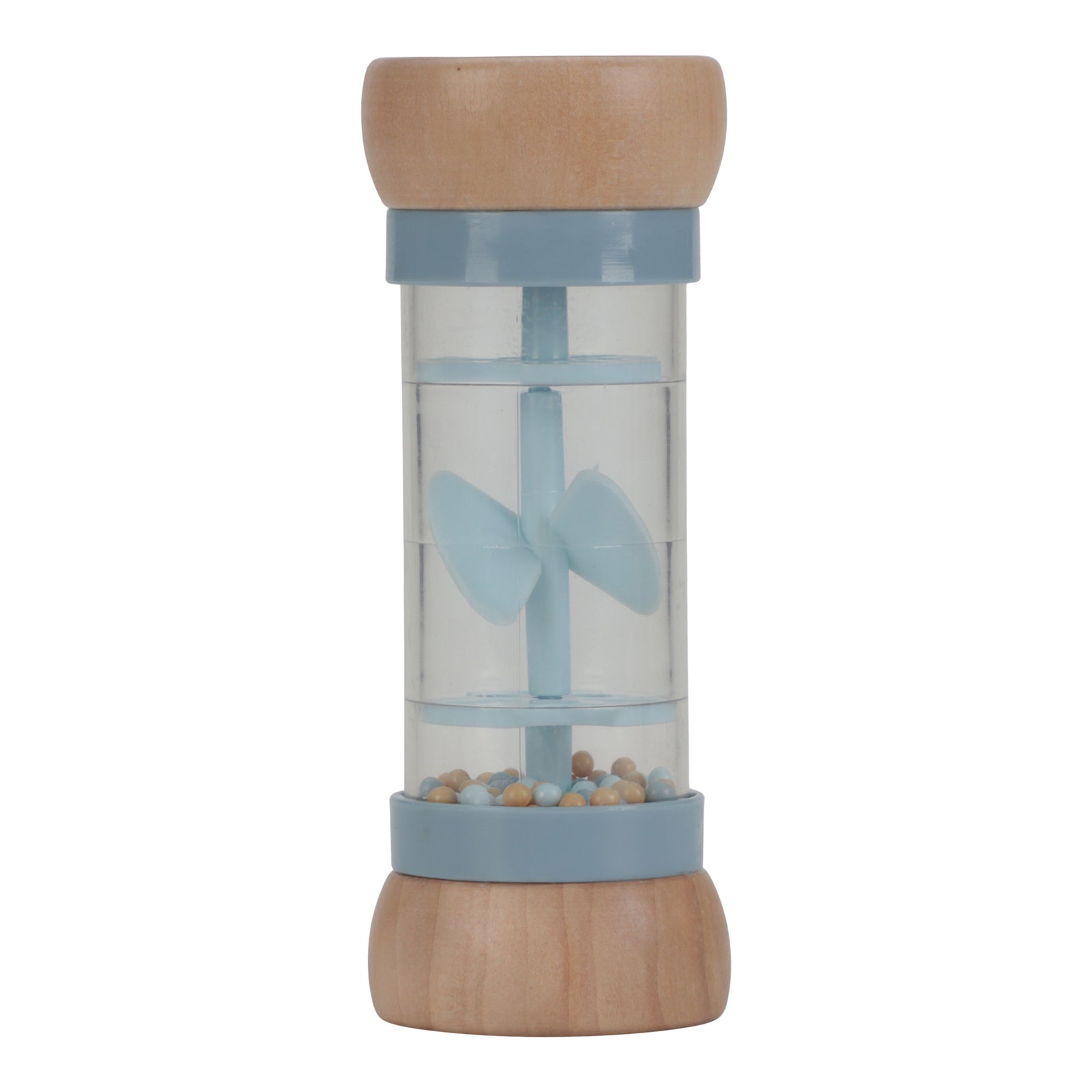 Little Dutch Rain Rattle - Forest Friends with soothing rain sounds and a charming fox and mushroom design on wooden ends.