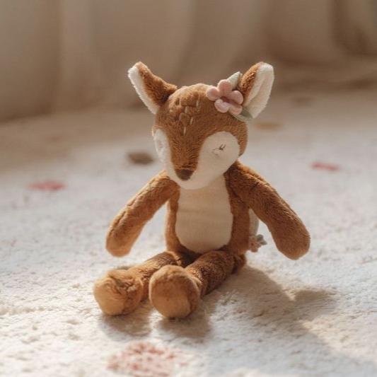 Little Dutch Cuddle Deer Long Legs - Fairy Garden with soft plush fur and long legs, perfect for cuddles and adventures with kids.