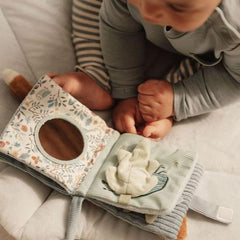 Little Dutch Stroller Booklet - Forest Friends featuring crinkle textures, labels, and mirror for sensory play on the go.