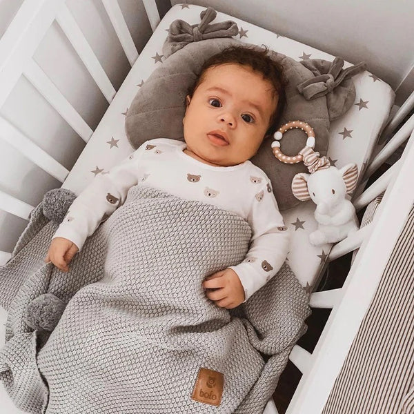 Bolo Pom Pom Blanket - Grey