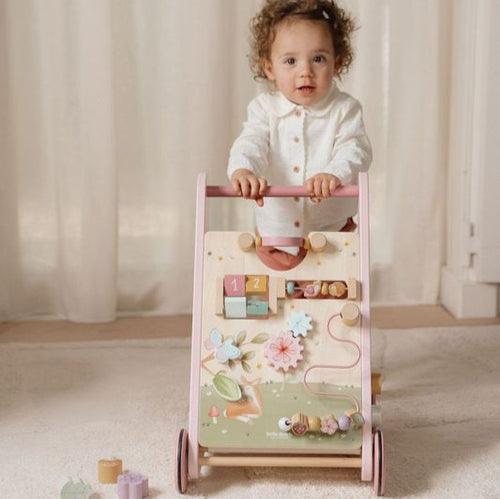 Little Dutch Multi-Activity Baby Walker - Fairy Garden with interactive activities, rubber wheels, and colorful Fairy Garden theme for toddlers’ walking and play.
