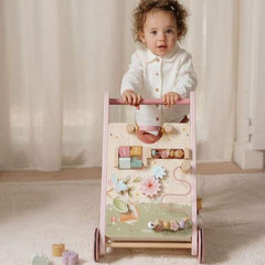 Little Dutch Multi-Activity Baby Walker - Fairy Garden with interactive activities, rubber wheels, and colorful Fairy Garden theme for toddlers’ walking and play.